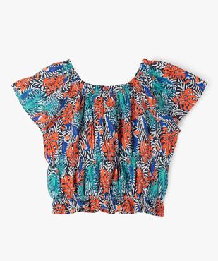 Blouse imprimée à manches courtes finitions froncées fille vue3 - GEMO 4G FILLE - GEMO