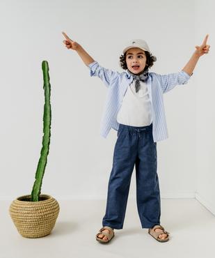 Pantalon en lin et coton avec taille ajustable garçon vue5 - GEMO (ENFANT) - GEMO