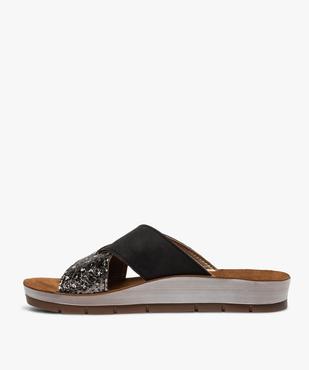Mules femme confort à larges brides croisées vue3 - GEMO (CONFORT) - GEMO