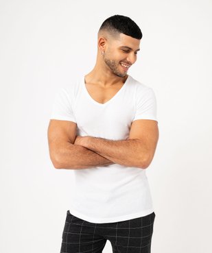 Tee-shirt homme à manches courtes et col V en coton biologique (lot de 2) vue1 - GEMO 4G HOMME - GEMO
