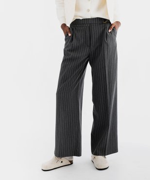 Pantalon large et fluide à rayures et plis femme vue1 - GEMO(FEMME PAP) - GEMO