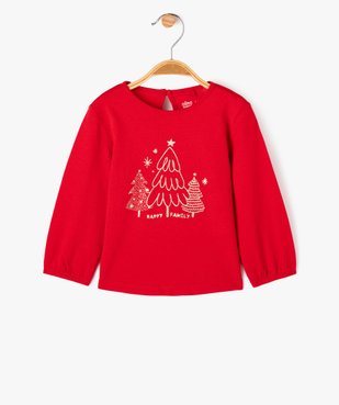 Tee-shirt manches longues motif pailleté spécial Noël bébé fille vue1 - GEMO 4G BEBE - GEMO