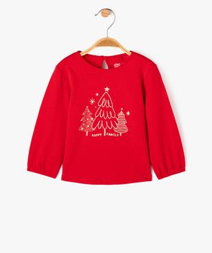Tee-shirt manches longues motif pailleté spécial Noël bébé fille vue1 - GEMO 4G BEBE - GEMO
