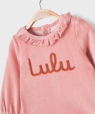 Pyjama 2 pièces en velours bébé fille - LuluCastagnette vue2 - LULU CASTAGNETTE G4G D - GEMO