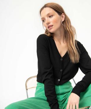 Gilet femme en fine maille et boutons fantaisie vue1 - GEMO 4G FEMME - GEMO