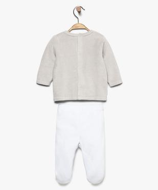 Pyjama bébé 2 pièces en velours avec pieds motif hérissons vue2 - GEMO(BB COUCHE) - GEMO