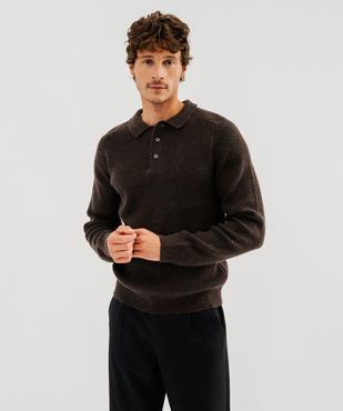 Pull col polo maille homme vue1 - GEMO (HOMME) - GEMO