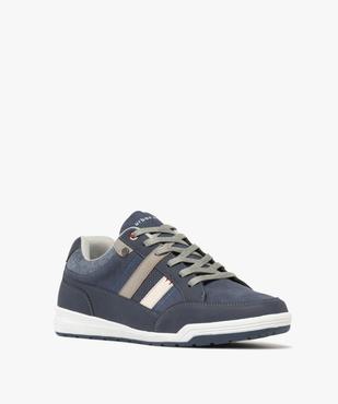 Baskets homme style denim avec bandes latérales et à lacets vue3 - URBAN STEPS - GEMO