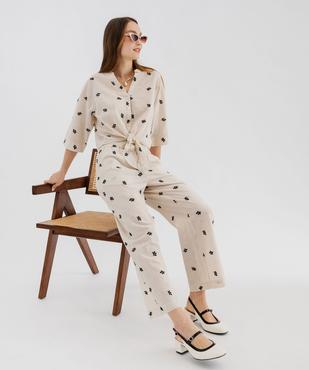 Blouse manches courtes brodée à nouer femme vue4 - GEMO(FEMME PAP) - GEMO