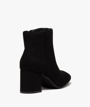 Boots femme à talon carré en velours uni et à zip vue4 - GEMO 4G FEMME - GEMO