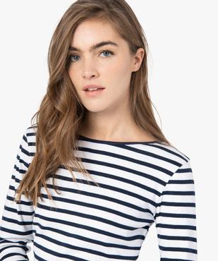 Tee-shirt femme rayé à manches longues vue2 - GEMO(FEMME PAP) - GEMO