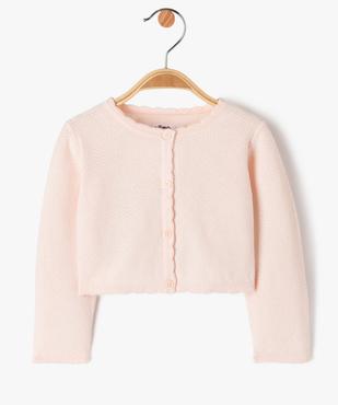 Gilet court en coton fantaisie bébé fille vue1 - GEMO(BEBE DEBT) - GEMO