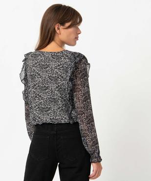 Tee-shirt femme avec manches en voile et volants vue3 - GEMO(FEMME PAP) - GEMO