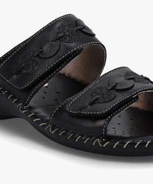 Mules femme confort dessus brides fantaisie en cuir vue6 - GEMO (CONFORT) - GEMO