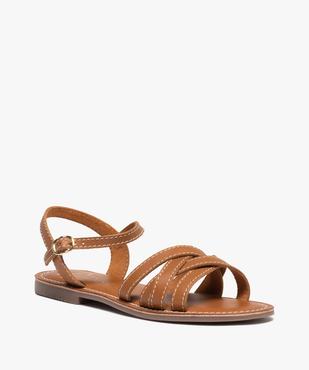 Sandales femme plates à brides unies en cuir - Tanéo vue2 - TANEO - GEMO