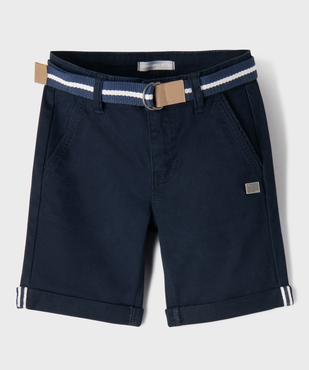 Bermuda chino avec taille ajustable et ceinture garçon - LuluCastagnette vue1 - LULUCASTAGNETTE - GEMO