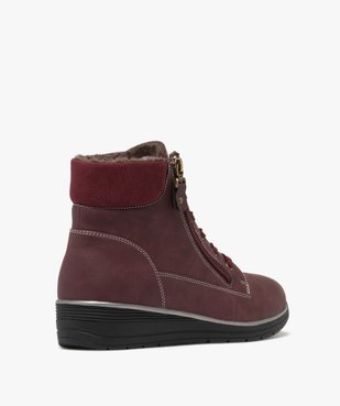 Boots femme confort fourrées à zip latéral et à lacets - Hobiz vue4 - HOBIZ - GEMO