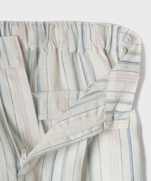 Pantalon large en viscose et lin rayé fille vue3 - GEMO (JUNIOR) - GEMO