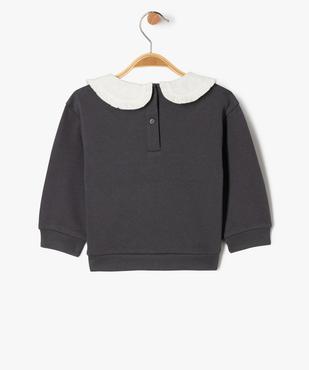 Sweat en molleton à col Claudine brodé bébé fille - LuluCastagnette vue3 - LULUCASTAGNETTE - GEMO