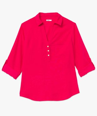 Chemise femme avec col boutonné contenant du lin vue4 - GEMO 4G FEMME - GEMO