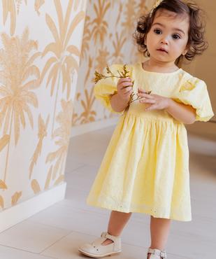 Robe de cérémonie brodée à manches courtes bébé fille vue1 - GEMO(BEBE DEBT) - GEMO