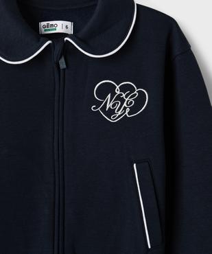 Gilet zippée en molleton à col Claudine fille vue2 - GEMO 4G FILLE - GEMO