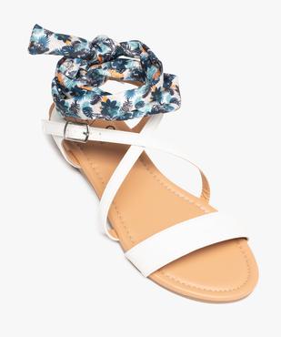 Sandales femme à talon plat et bride foulard vue5 - GEMO (CASUAL) - GEMO