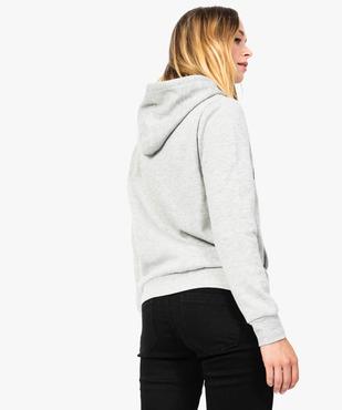 Sweat femme molletonné imprimé devant avec capuche vue3 - FOLLOW ME - GEMO