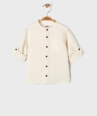 Chemise col rond en gaze de coton à manches retroussables bébé garçon vue2 - GEMO(BEBE DEBT) - GEMO