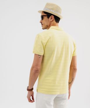 Polo manches courtes à rayures texturées homme vue3 - GEMO (HOMME) - GEMO