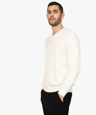 Pull homme en coton avec col V vue1 - GEMO (HOMME) - GEMO
