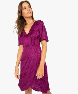 Robe femme à manches courtes avec motifs scintillants ton sur ton vue1 - GEMO(FEMME PAP) - GEMO