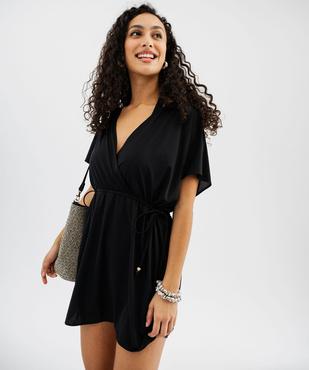 Robe de plage ample et fluide à col cache-cœur vue3 - GEMO 4G FEMME - GEMO