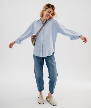 Jean straight cropped taille haute avec ceinture à nouer femme vue1 - GEMO(FEMME PAP) - GEMO
