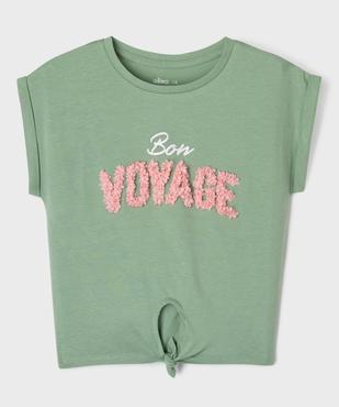 Tee-shirt manches courtes avec motif en relief et noeud fille vue1 - GEMO (ENFANT) - GEMO