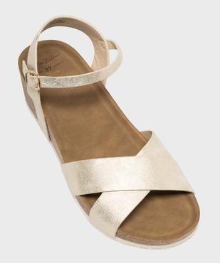 Sandales à talon compensé et larges brides croisées brillantes femme - Valentina Baldano vue5 - VALENTINA BALDA - GEMO