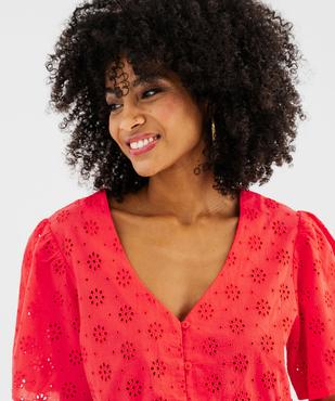 Blouse manches courtes en broderie anglaise à basque femme vue3 - GEMO(FEMME PAP) - GEMO