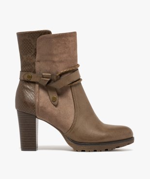Bottines femme à talon haut et large avec détails fantaisie et à zip vue2 - GEMO(URBAIN) - GEMO