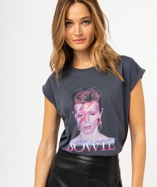Tee-shirt manches courtes à revers imprimé femme - David Bowie vue2 - DAVID BOWIE - GEMO
