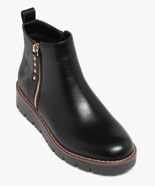Boots femme à semelle plateforme crantée et à zip fantaisie vue6 - GEMO (CASUAL) - GEMO