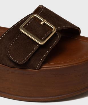 Sandales en cuir suédé à semelle plateforme femme - Tanéo vue6 - TANEO - GEMO