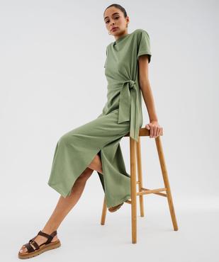 Robe longue à manches courtes en jersey de coton femme vue5 - GEMO(FEMME PAP) - GEMO