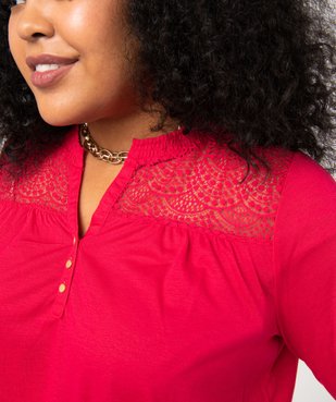 Tee-shirt droit manches 3/4 à col boutonné femme grande taille vue2 - GEMO 4G GT - GEMO