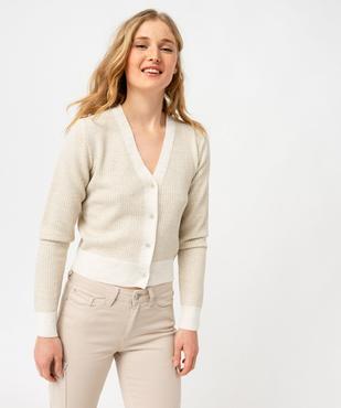 Gilet court en maille scintillante femme vue1 - GEMO(FEMME PAP) - GEMO