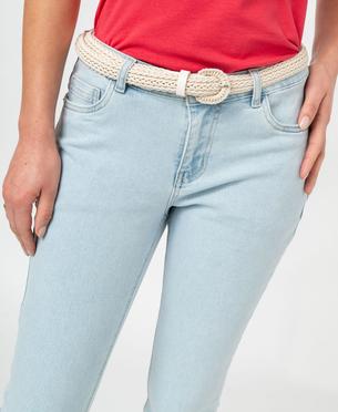 Jean Slim longueur 7/8ème avec ceinture tressée femme vue2 - GEMO 4G FEMME - GEMO