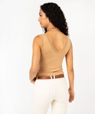 Débardeur avec col V en dentelle femme vue3 - GEMO 4G FEMME - GEMO