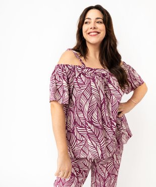 Blouse à bretelles et col Bardot femme grande taille vue2 - GEMO 4G GT - GEMO