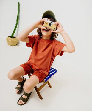 Tee-shirt manches courtes en jersey de coton flammé avec petite broderie garçon vue5 - GEMO 4G GARCON - GEMO