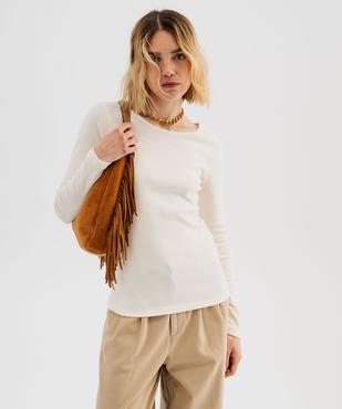 Tee-shirt manches longues en maille côtelée extensible femme vue1 - GEMO 4G FEMME - GEMO