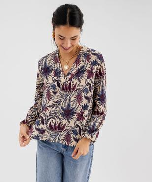Tee-shirt à manches longues et col V femme vue2 - GEMO 4G FEMME - GEMO